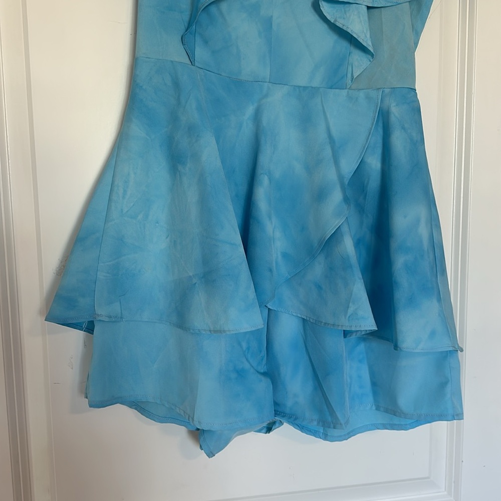 Blue Tie Dye Ruffle Romper - Size Small - Picture 3 of 6